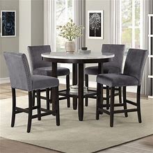 New Classic Celeste 47 Inch Round Faux Marble And Black Dining Table