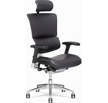 X-Chair X4 High End Executive Chair, Black Leather With Headrest - Ergonomic Office Seat/Dynamic Variable Lumbar Support/Floating Recline/Stunning