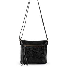 Women's Sanibel Leather Crossbody - Black Floral Emboss