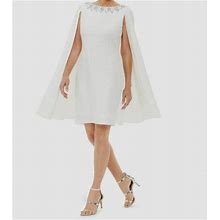 $199 Adrianna Papell Women's White Rhinestone-Embellished Mini Dress