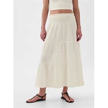 Women's Crinkle Gauze Tiered Maxi Skirt By Gap New Off White Tall Size XXL