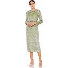 Mac Duggal Dresses | Mac Duggal 93568 Sz 16 Floral Beaded Sequined Tea Length Dress Sage Nwt Flaw | Color: Green | Size: 16