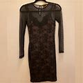 H&M Dresses | H&M Long Sleeve Lace With Slip Dress Black Size 4 | Color: Black/Red | Size: 4