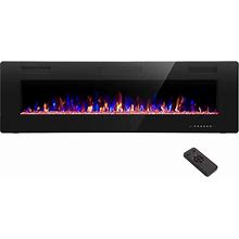 68 Inch Recessed And Wall Mounted Electric Fireplace, Ultra Thin And