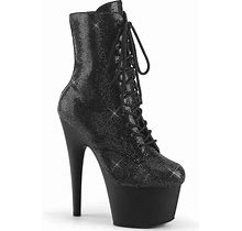 Pleaser 7" Heel Black Rhinestone Embellished Ankle Boots - Black Rhinestone - 14