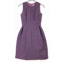 Calvin Klein Womens 2 P Purple Lace Sheath Dress Sleeveless Pintuck Darted Lined