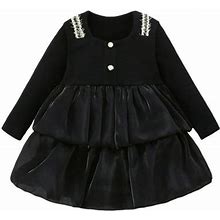 Youmylove Toddler Girls Long Sleeve Tulle Ruffles Dress Dance Party Dresses Clothes Child Dailywear
