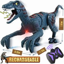 Remote Control Dinosaur Toys Kids - Jurassic Velociraptor Toys Imitates Walking And Sounds - Robot Toys That Can Sing, Shaking Head And Tail