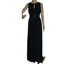 R & M Richards Dresses | R & M Richards 16 Black Sleeveless Keyhole Beaded Waist Jersey Dress Long Maxi | Color: Black | Size: 16