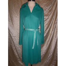 Lady Blair Knee Legnth Dress In Green W Belt / Tie 100% Polyester, Vintage Modern Business