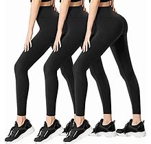 FULLSOFT 3 Pack Leggings For Women,Womens Leggings,Black Workout High Waisted Tummy Control Leggings Tights Yoga Pants For Everyday,Gifts (3 Pack Bla