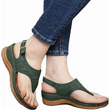 UQGHQO Sandals Women Summer Comfy Slippers Thong Sandals With Arch Support Ankle Strap Casual Comfortable Wedge Sandals