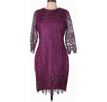 Alexia Admor Cocktail Dress Mock 3/4 Sleeve: Purple Dresses - Women's Size Large