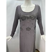 Sundance Embroidered Long Sleeve Maxi Dress Lace Knit Gray Size 8