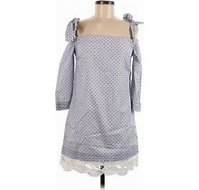Red Carter Casual Dress - Mini Square 3/4 Sleeves: Blue Polka Dots Dresses - New - Women's Size Small