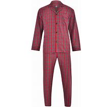 Hanes Men's Cvc Broadcloth Pajama Set - Red Plaid - Size M