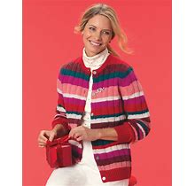Appleseeds Women's Classic Cabled Wool Striped Cardigan - Multi - PL - Petite
