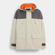 Coach Outlet Colorblock Functional Jacket - Men's Jackets - Light Grey / Graphite, Size: X-Large
