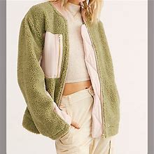 Free People Jackets & Coats | Free People Rivington Sherpa Bomber Jacket | Color: Green/Pink | Size: Xs