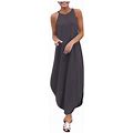 Women's Summer Fashion Round Neck Solid Color Dovetail Sling Dress