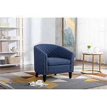 Upholstered Accent Chair With Padded Seat, Chrome Nailhead Trim And Wood Legs, 29.13"L X 25.2"W X27.95"H - Navy