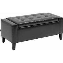 HOMCOM PU Storage Ottoman Bench Lift Top Tufted Rectangle Ottoman For Living Room, Entryway, Or Bedroom, Brown