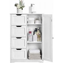 JJSFJH Bathroom Storage Cabinet Modern 4-Drawers Chest Dresser Storage Cabinet Collection Home Furniure White