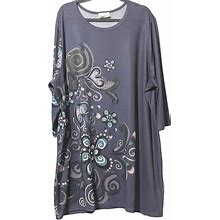 Serengeti Dresses | Serengeti Womens Size 2X Purple Floral Rhinestone 3/4 Sleeve Polyester Dress | Color: Purple | Size: 2X