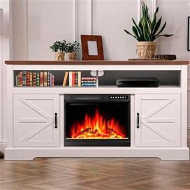 Electric Fireplace Mantel Wooden Surround Firebox - Walnut