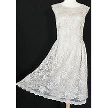 Melissa Masse Made To Measure Dress Lace Open Back Boat Neck Mid-Calf
