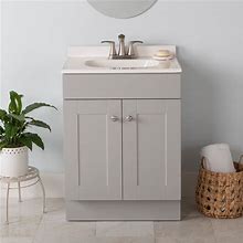 Project Source 24-In Gray Single Sink Bathroom Vanity With White Cultured Marble Top | R39 VBCU2418