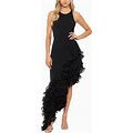 Betsy & Adam Women's Ruffled Asymmetric-Hem Dress - Black - Size 12