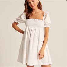 Abercrombie & Fitch Dresses | Abercrombie Babydoll Puff Sleeve Dress | Color: White | Size: S