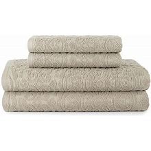 Linden Street Organic Cotton Sculpted Bath Towels | Beige | One Size | Bath Towels Bath Towels | Embossed