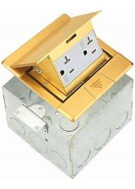 Enerlites Brass Square Pop-Up Floor Box W/ 20 Amp TRWR Resistant Decora Receptacle (Enerlites 961241-C)