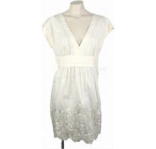 Bcbgeneration Ivory Embroidered Scallop Dress Women Sundress Summer V