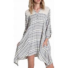 Umgee Dresses | Umgee Blue Gray Asymmetrical Hem Woven Tunic Dress | Color: Cream/Gray | Size: M