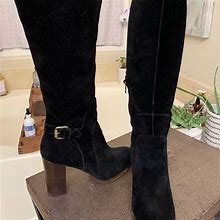 Sam Edelman Shoes | Sam Edelman Black Suede Leather Lucy Knee Boots | Color: Black | Size: 8.5