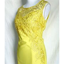 Venus Neon Yellow Women's Sheath Dress Size Small Zip Back Lace Front