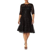 S.L. Fashions Women's Plus Size Lace And Sequin Fit And Flare Dress