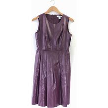 Liz Claiborne Dresses | Liz Claiborne Women's Petite Purple Faux Leather Sleeveless Dress 4P | Color: Purple | Size: 4P