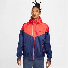 Nike Men's Sportswear Windrunner Windbreaker Jacket Navy Blue/Bright Red, Large - Men's Athletic Jackets At Academy Sports