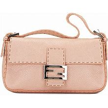 Fendi Mamma Leather Baguette Bag In Pink