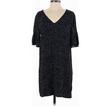 Madewell Casual Dress - Shift V Neck Short Sleeves: Black Polka Dots Dresses - Women's Size 4