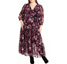 Plus Size Monique Print Maxi Dress - Purple