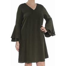Alfani $100 Womens 1259 Green V Neck Bell Sleeve Casual Shift Dress Plus 18 B+B
