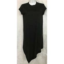 Balenciaga Dress Black T-Shirt Short Sleeved Uneven Hem Size Xs