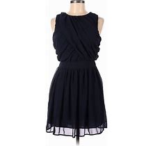 Boohoo Casual Dress - Mini Crew Neck Sleeveless: Blue Print Dresses - Women's Size 6
