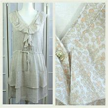 Old Navy Dresses | Old Navy Ruffled Floral Dress S White Gray | Color: Cream/Tan | Size: S