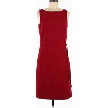Ann Taylor Casual Dress - Sheath: Burgundy Print Dresses - Women's Size 8